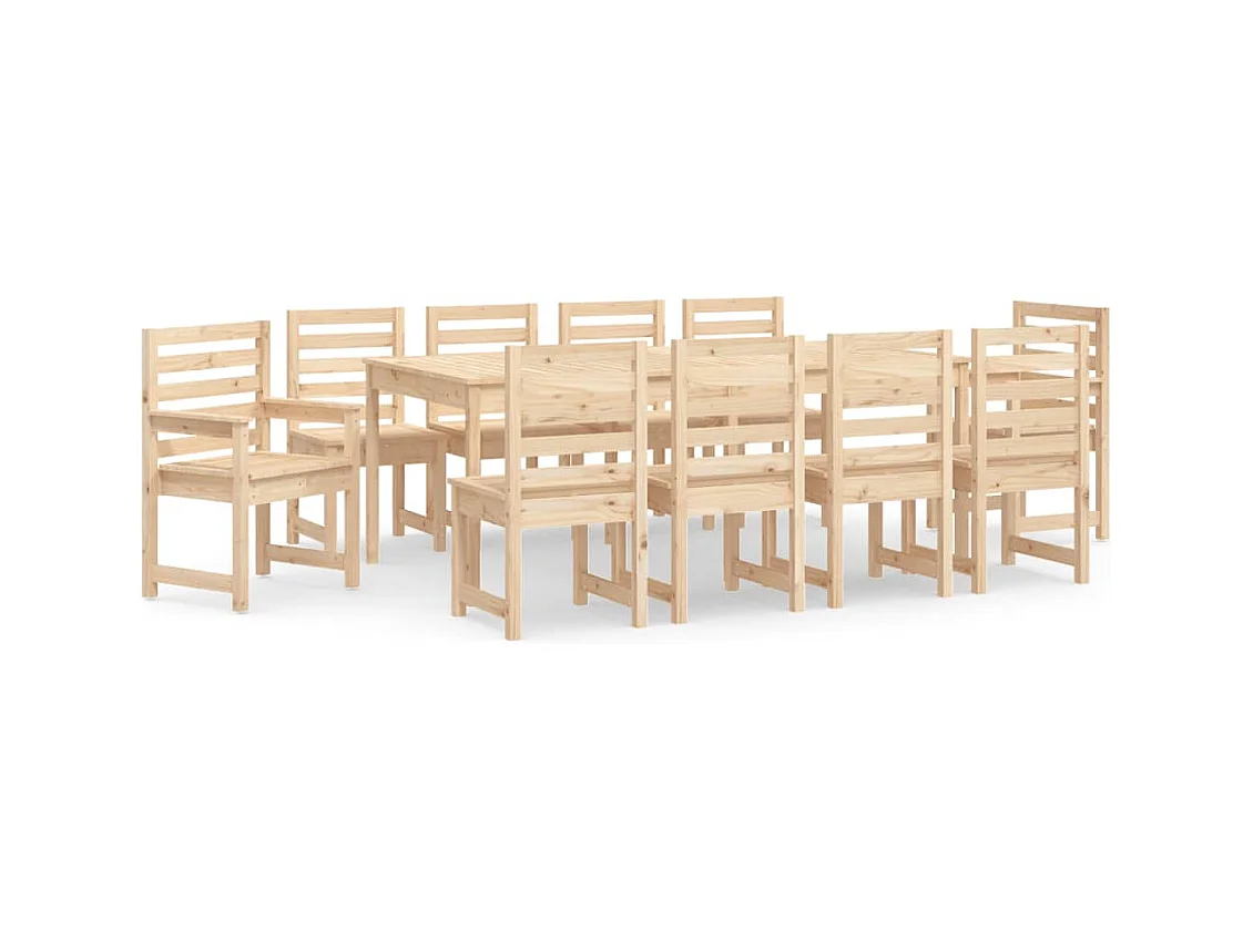 Sophie-Marie-Catherine  Ensemble à manger de jardin 11 pcs bois massif de pin