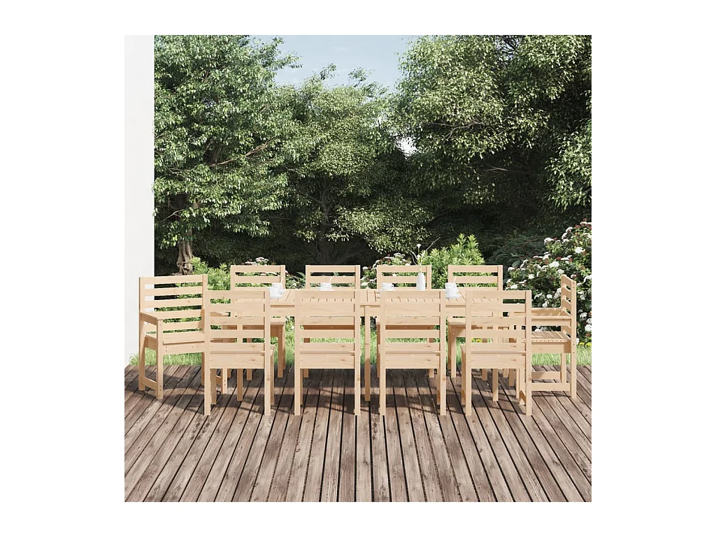 Sophie-Marie-Catherine  Ensemble à manger de jardin 11 pcs bois massif de pin