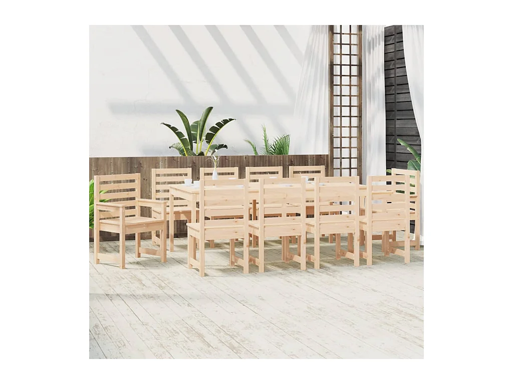 Sophie-Marie-Catherine  Ensemble à manger de jardin 11 pcs bois massif de pin
