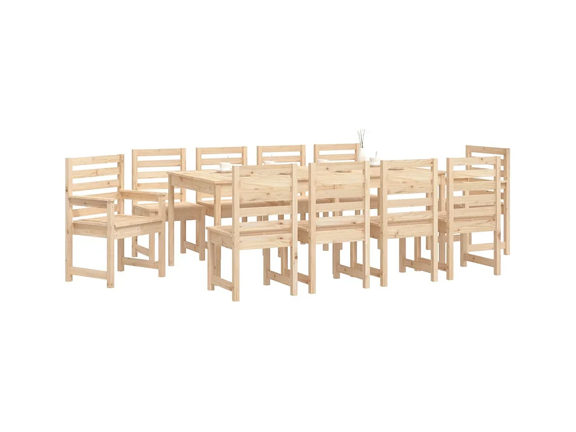 Sophie-Marie-Catherine  Ensemble à manger de jardin 11 pcs bois massif de pin