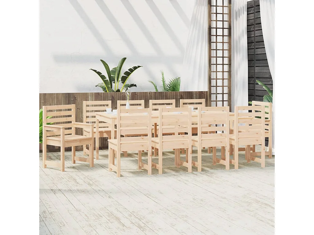 Sophie-Marie-Catherine  Ensemble à manger de jardin 11 pcs bois massif de pin