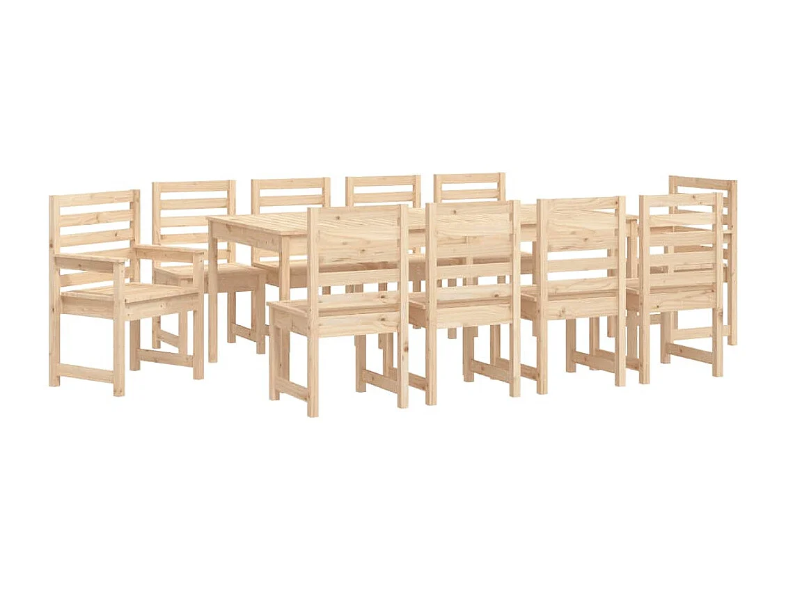 Sophie-Marie-Catherine  Ensemble à manger de jardin 11 pcs bois massif de pin