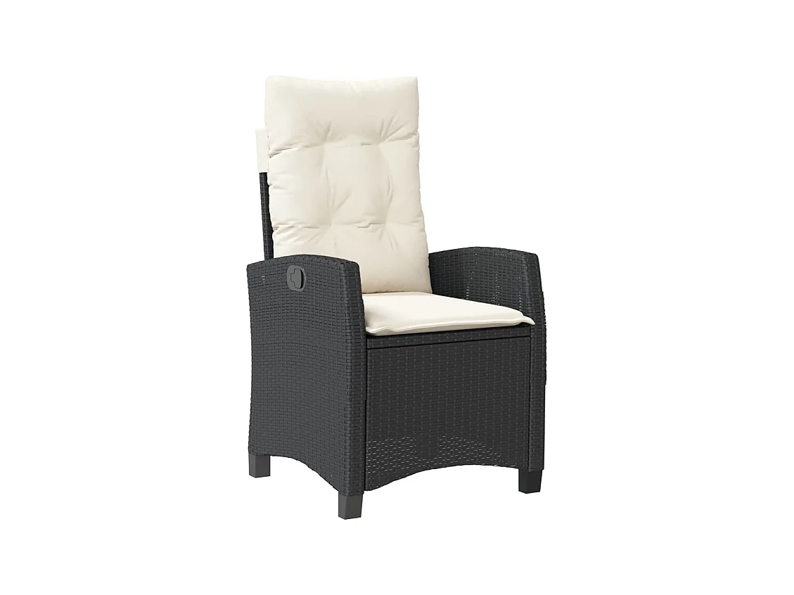 Léonard  Set de muebles jardín 5 pzas con cojines ratán sintético negro