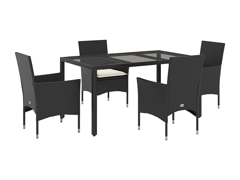 Stafford Springs  5-delige Tuinset met kussens poly rattan en glas zwart