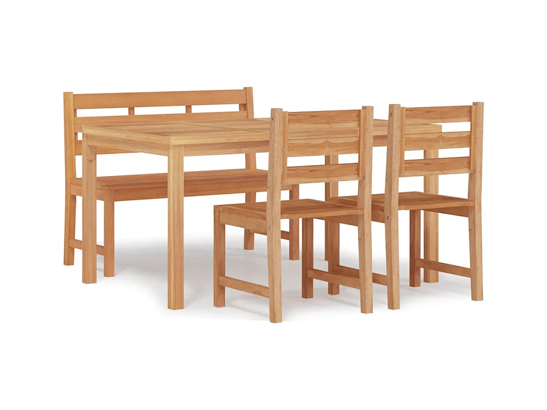 Addison Lee  Ensemble à manger de jardin 4 pcs Bois de teck massif