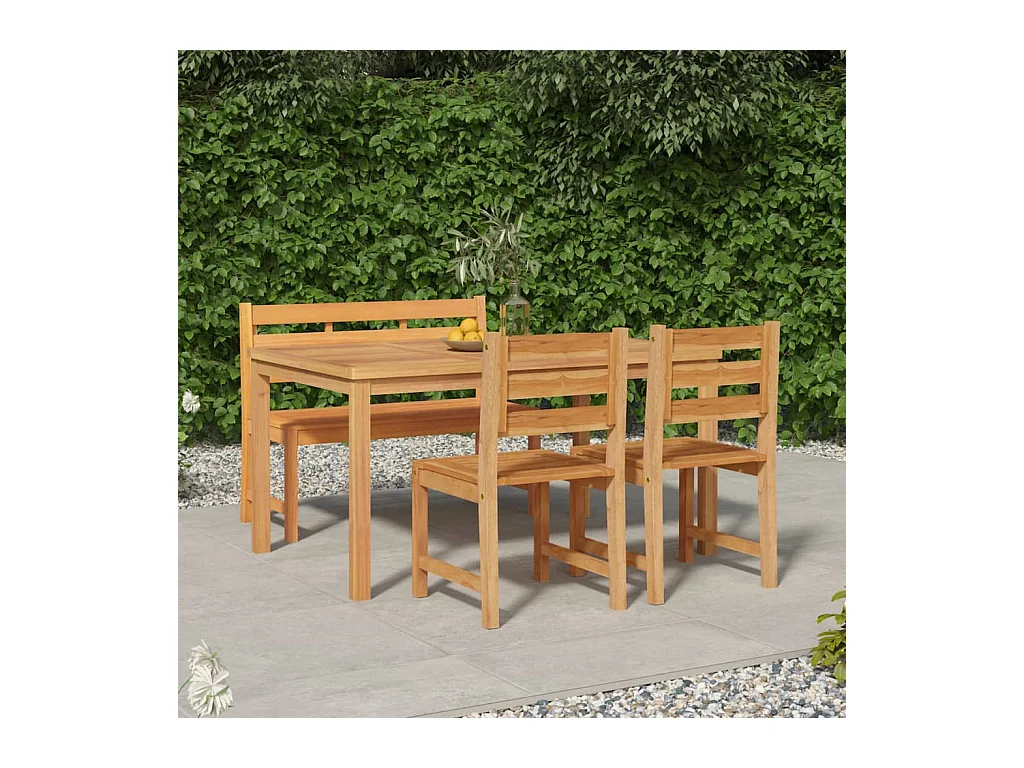Addison Lee  Ensemble à manger de jardin 4 pcs Bois de teck massif