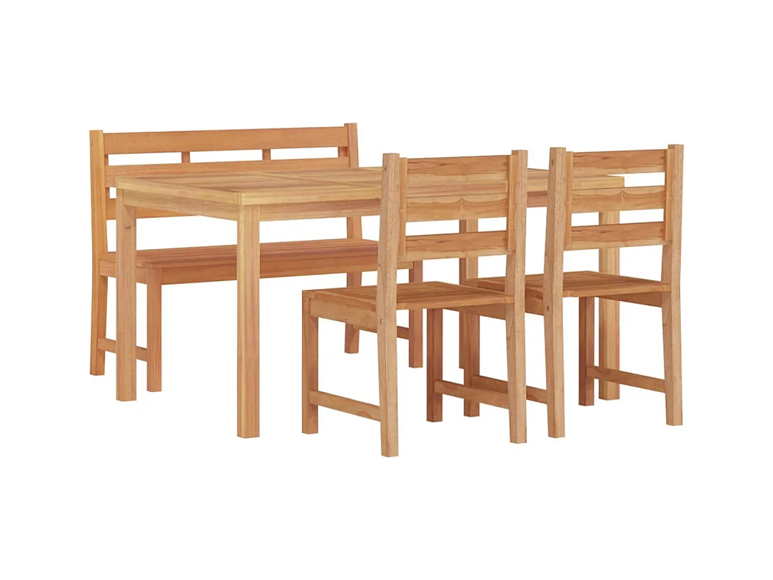 Addison Lee  Ensemble à manger de jardin 4 pcs Bois de teck massif