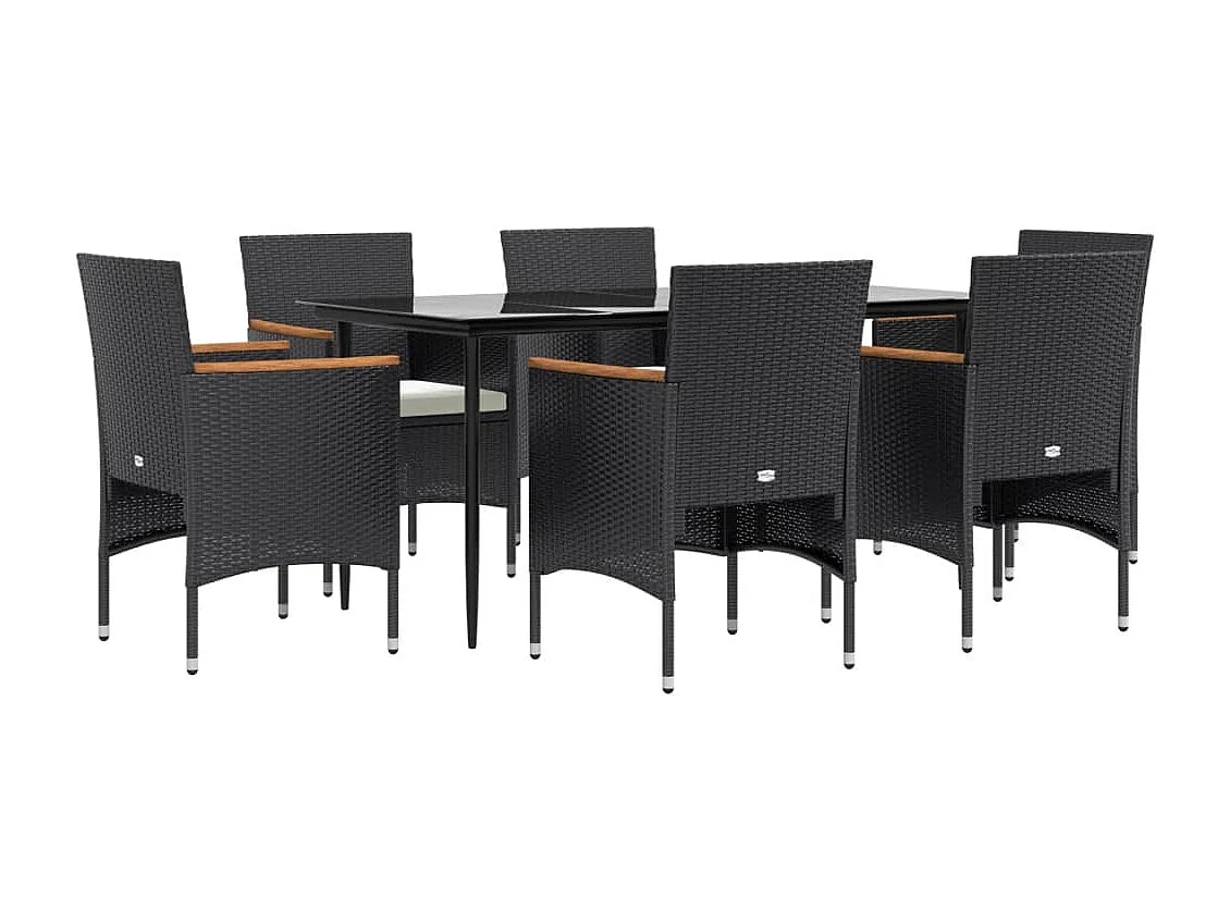 Frynjal  Ensemble à manger de jardin avec coussins 7 pcs Noir