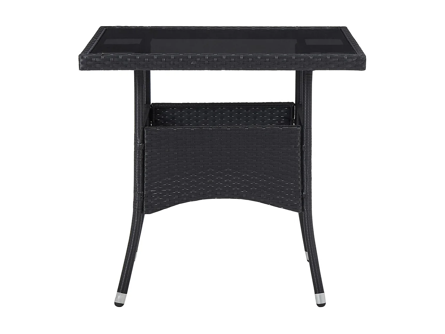 Mila  5-delige Tuinset poly rattan en gehard glas zwart