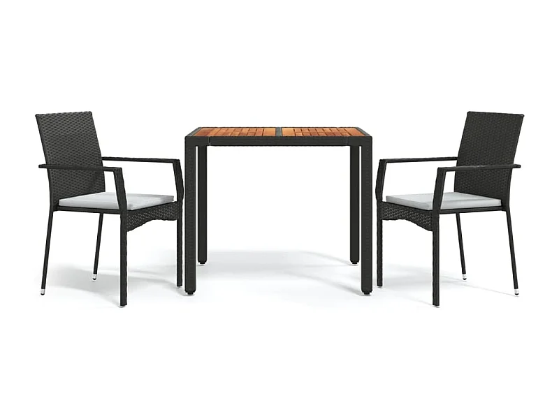 Tønder  Ensemble à manger de jardin avec coussins 3 pcs Noir