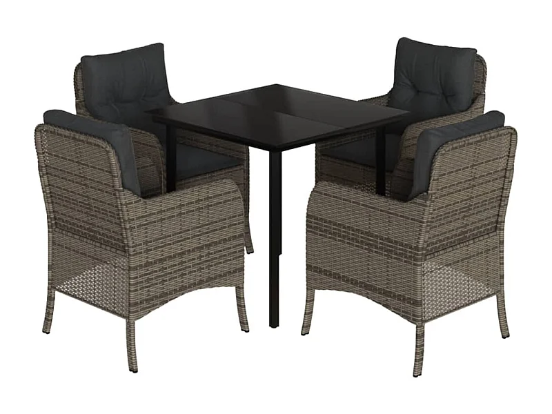 Terryville  5-delige Tuinset met kussens poly rattan grijs