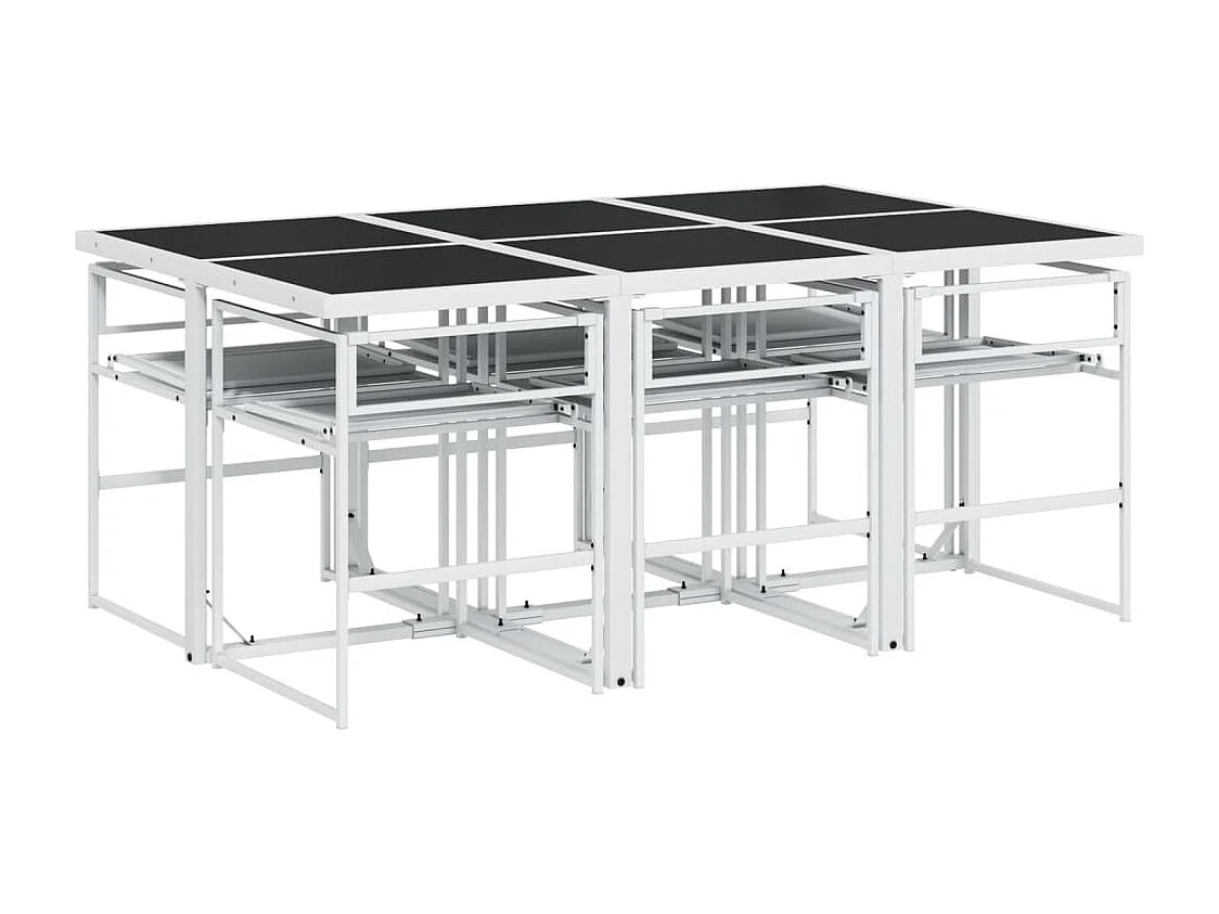 Svidir  Ensemble à manger de jardin avec coussins 7 pcs blanc textilène