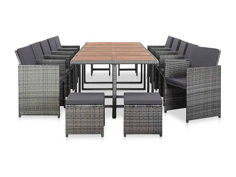 Niek  15-delige Tuinset met kussens poly rattan antraciet