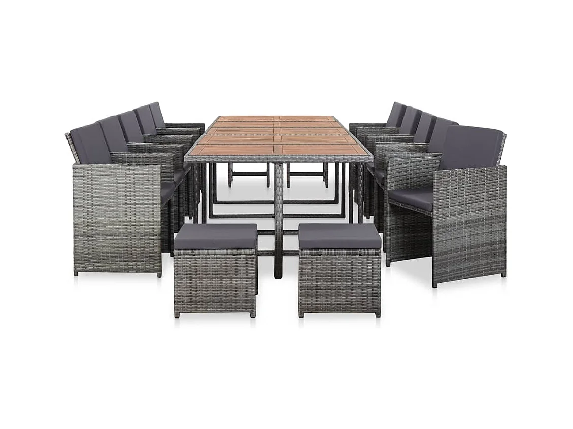 Niek  15-delige Tuinset met kussens poly rattan antraciet