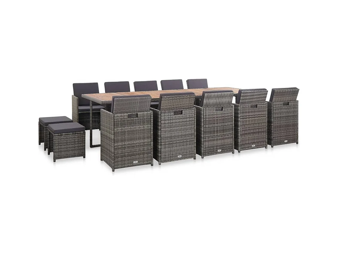 Niek  15-delige Tuinset met kussens poly rattan antraciet