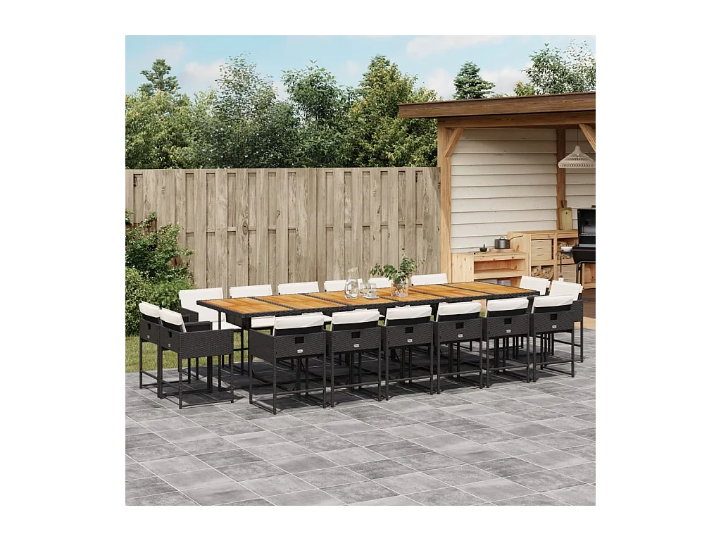 Brienne  17-delige Tuinset met kussens poly rattan zwart