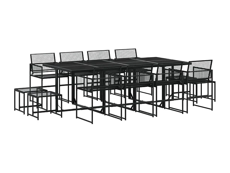 Venanzio  Set de comedor de jardín 13 pzas ratán sintético negro