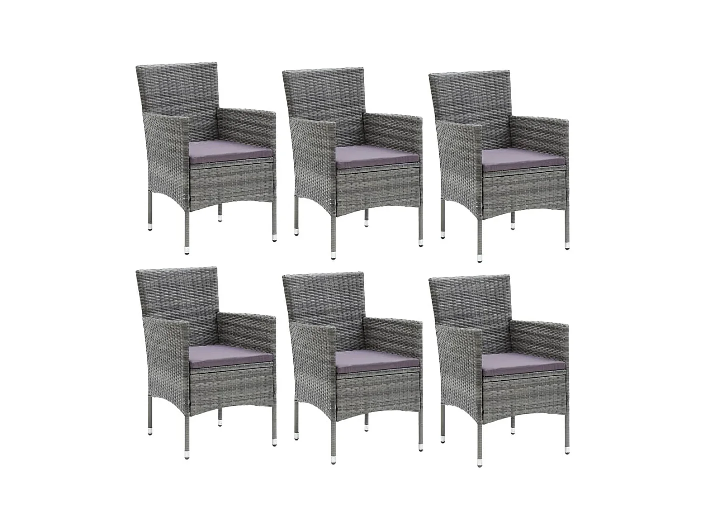 Kelly  Ensemble à manger de jardin coussins 7pcs Résine tressée Gris