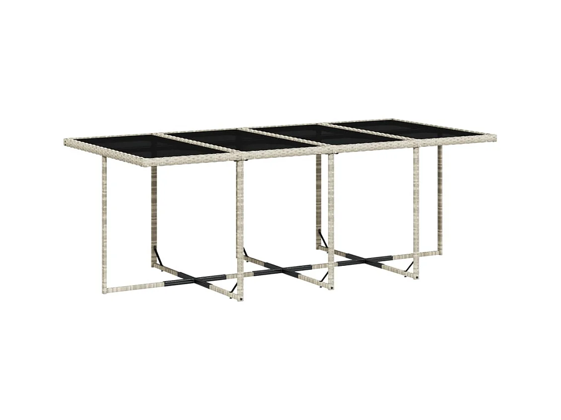 Zele  Ensemble à manger de jardin et coussins 9 pcs gris clair rotin