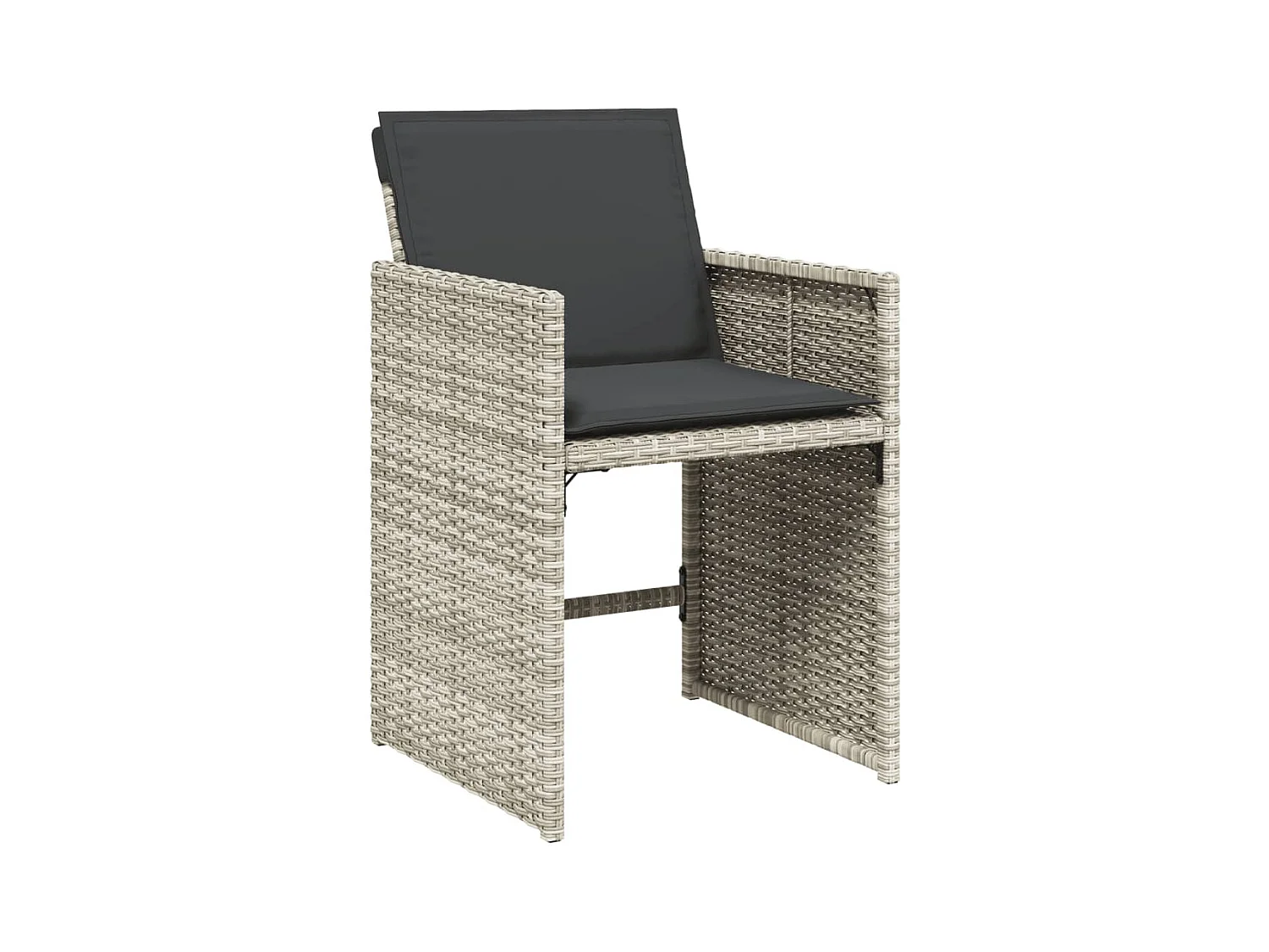 Zele  Ensemble à manger de jardin et coussins 9 pcs gris clair rotin