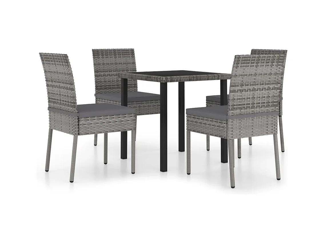 Nesrin  5-delige Tuinset poly rattan grijs