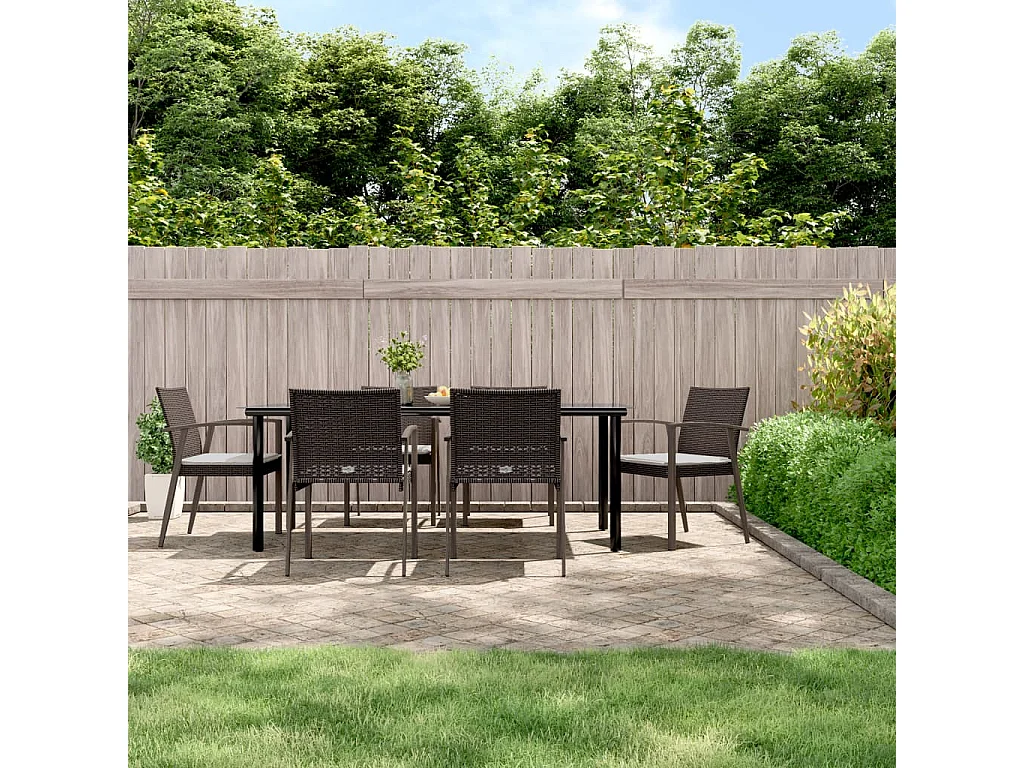 Ephrata  Ensemble à manger de jardin 7 pcs coussins résine tressée acier