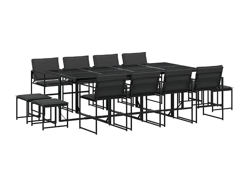 Myrena  Ensemble à manger de jardin avec coussins 13 pcs noir textilène