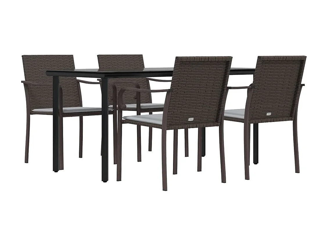 Leonie  5-delige Tuinset met kussens poly rattan en staal