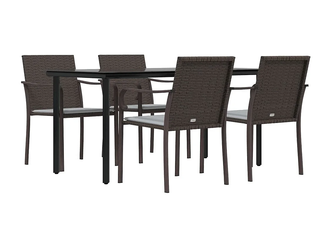 Leonie  5-delige Tuinset met kussens poly rattan en staal