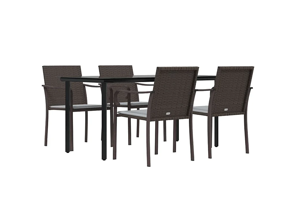 Leonie  Juego comedor jardín 5 piezas y cojines ratán sintético y acero