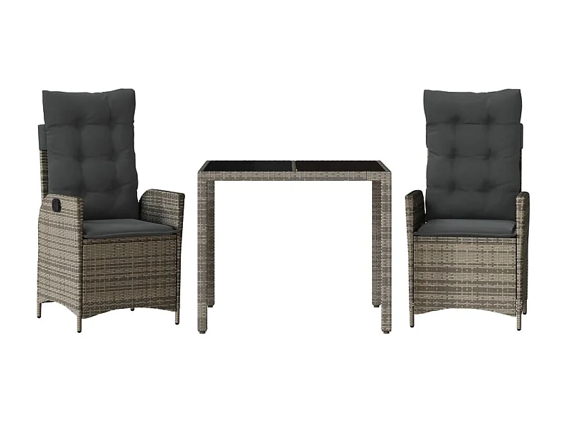 Chattanooga  Ensemble à manger de jardin 3 pcs coussins gris résine tressée