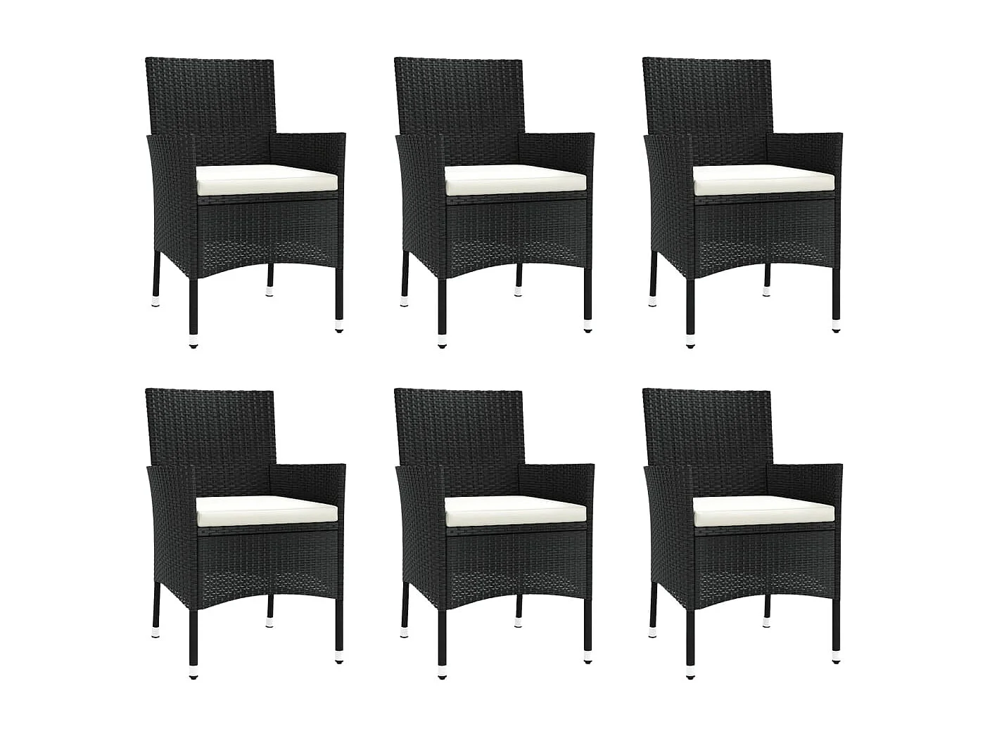 Vagnar  Ensemble à manger de jardin coussins 7pcs Noir Résine tressée
