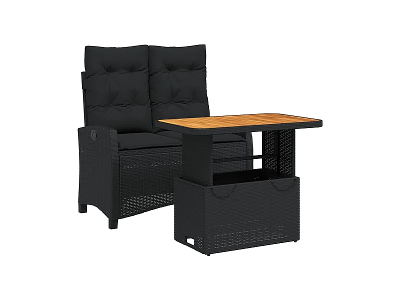 Isyra  Ensemble à manger de jardin coussins 2pcs noir résine tressée