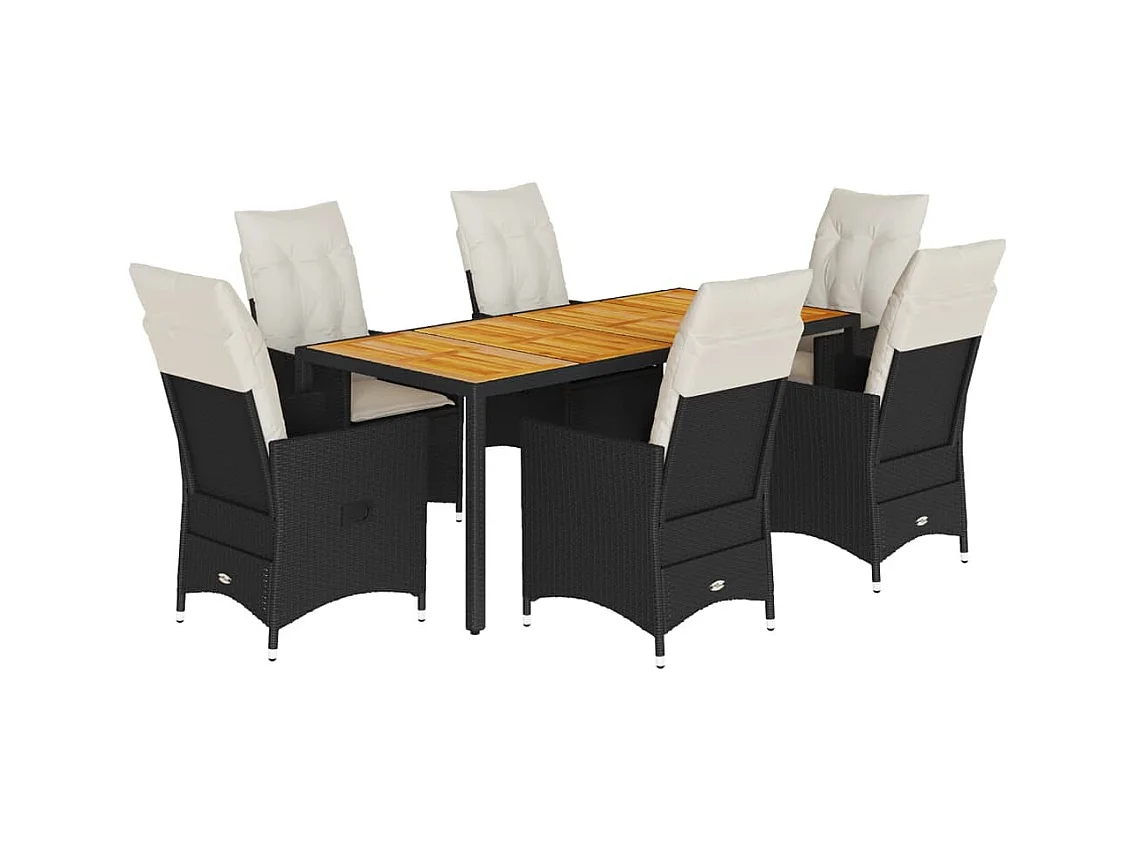 Carlisle  7-delige Tuinset met kussens poly rattan zwart