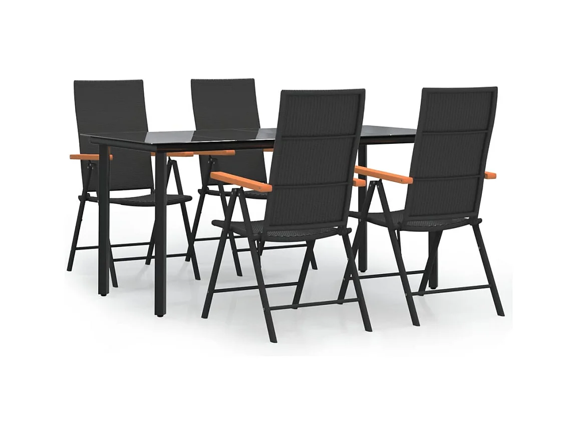 Raymond Clark  Ensemble à manger de jardin 5 pcs Noir et marron Résine tressée