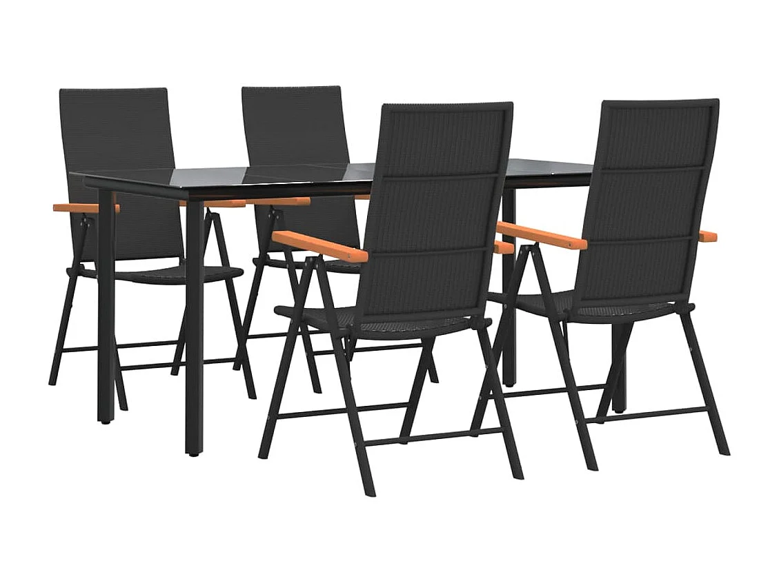 Raymond Clark  Ensemble à manger de jardin 5 pcs Noir et marron Résine tressée