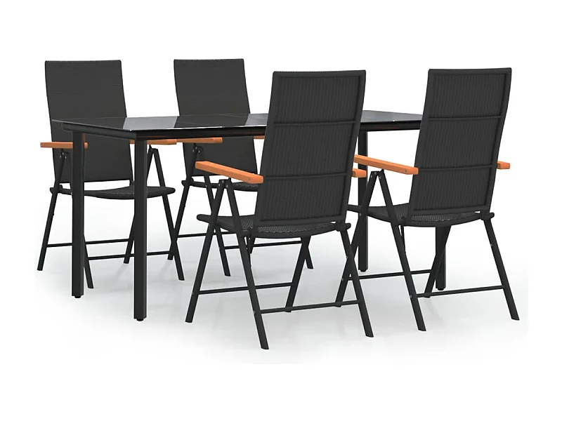 Raymond Clark  Ensemble à manger de jardin 5 pcs Noir et marron Résine tressée