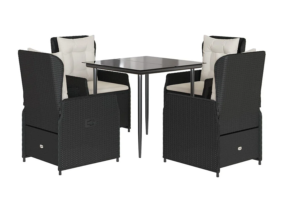 Tilly  Ensemble à manger de jardin coussins 5pcs Noir Résine tressée