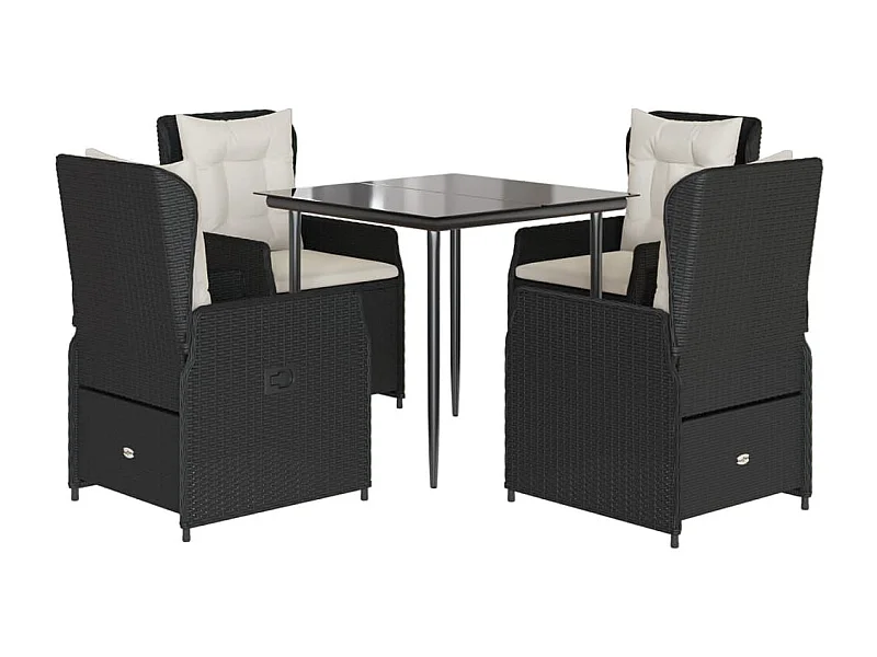 Tilly  Set de muebles jardín 5 pzas con cojines ratán sintético negro