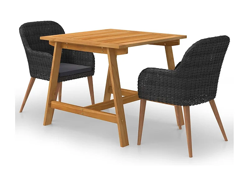 Garden Furniture -  Juego de comedor para jardín 3 piezas negro