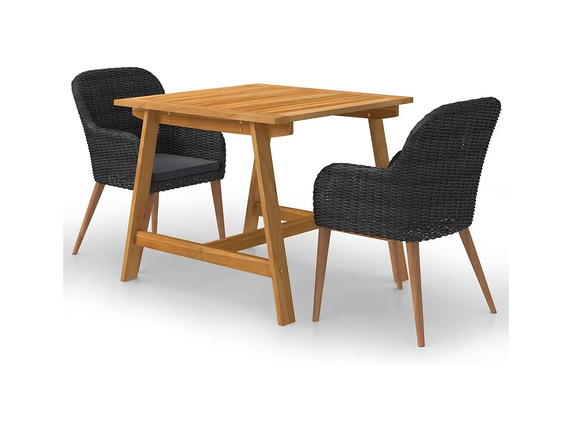 Garden Furniture -  Ensemble à manger de jardin 3 pcs Noir