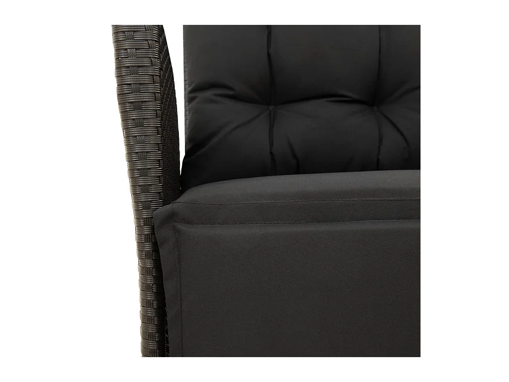 Waupun  Ensemble à manger de jardin avec coussins 3 pcs Noir