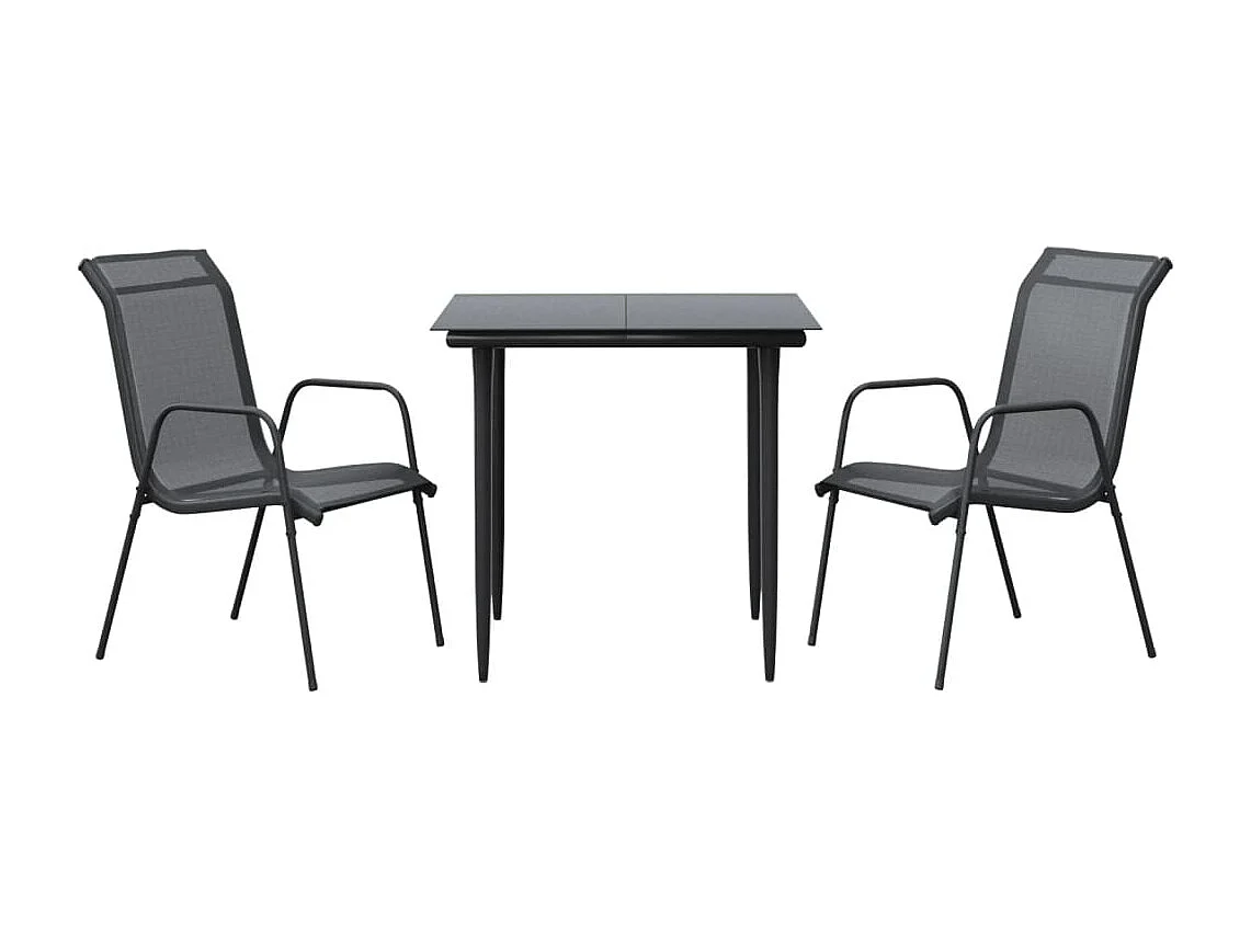 Fayra  3-delige Tuinset textileen en staal zwart