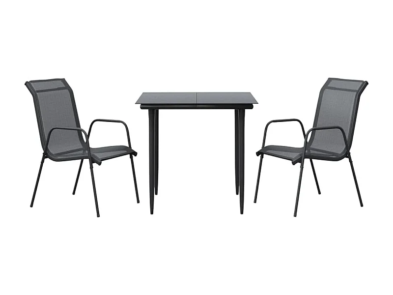 Fayra  3-delige Tuinset textileen en staal zwart