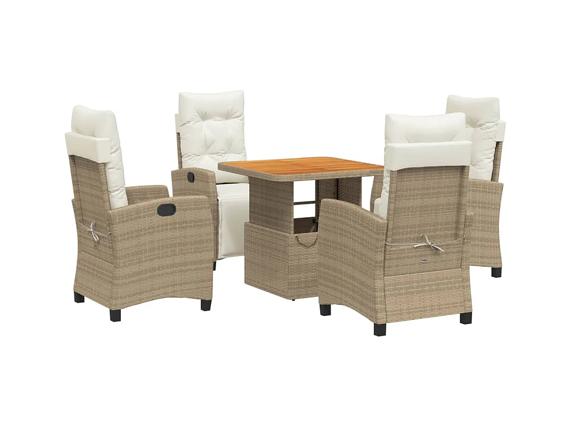 Brazil  Set comedor de jardín 5 pzas con cojines ratán sintético beige