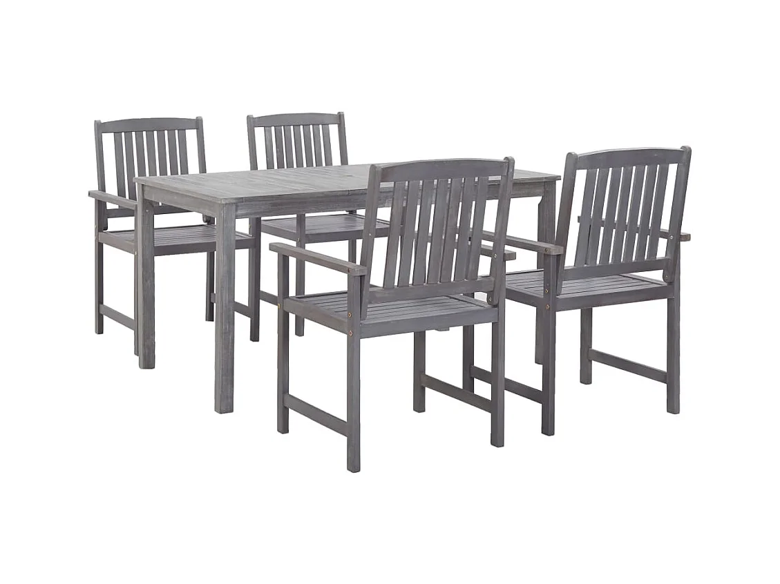 Eileen  Ensemble à manger d'extérieur 5 pcs Gris Bois d'acacia solide