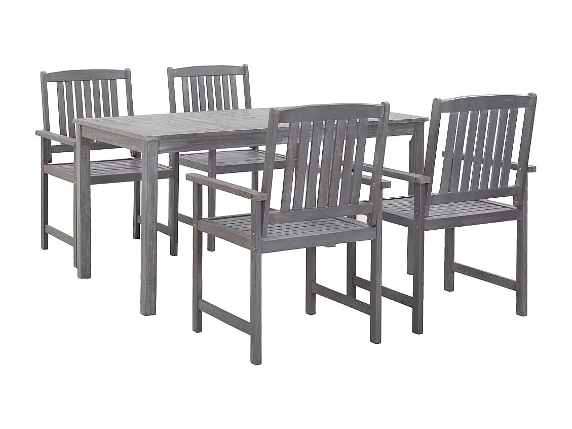 Eileen  Ensemble à manger d'extérieur 5 pcs Gris Bois d'acacia solide