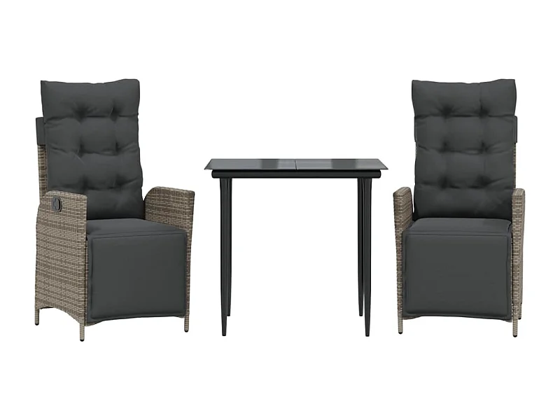 Eugenie  3-delige Tuinset met kussens poly rattan grijs