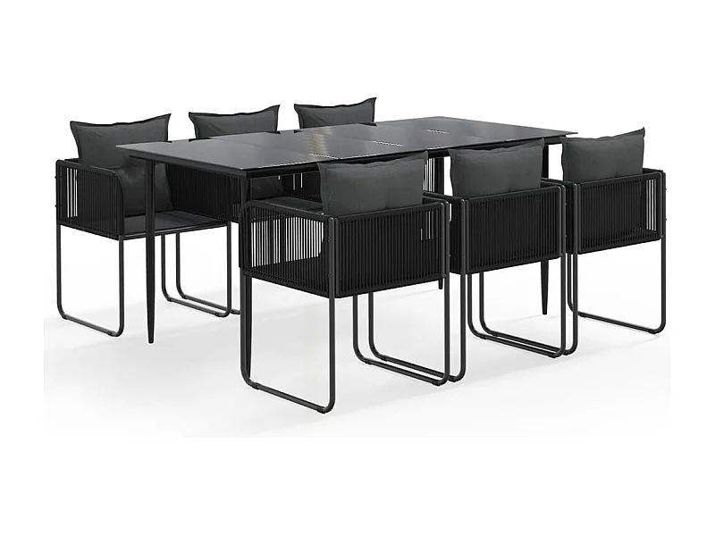 Azzedine  Ensemble à manger de jardin 7 pcs Noir