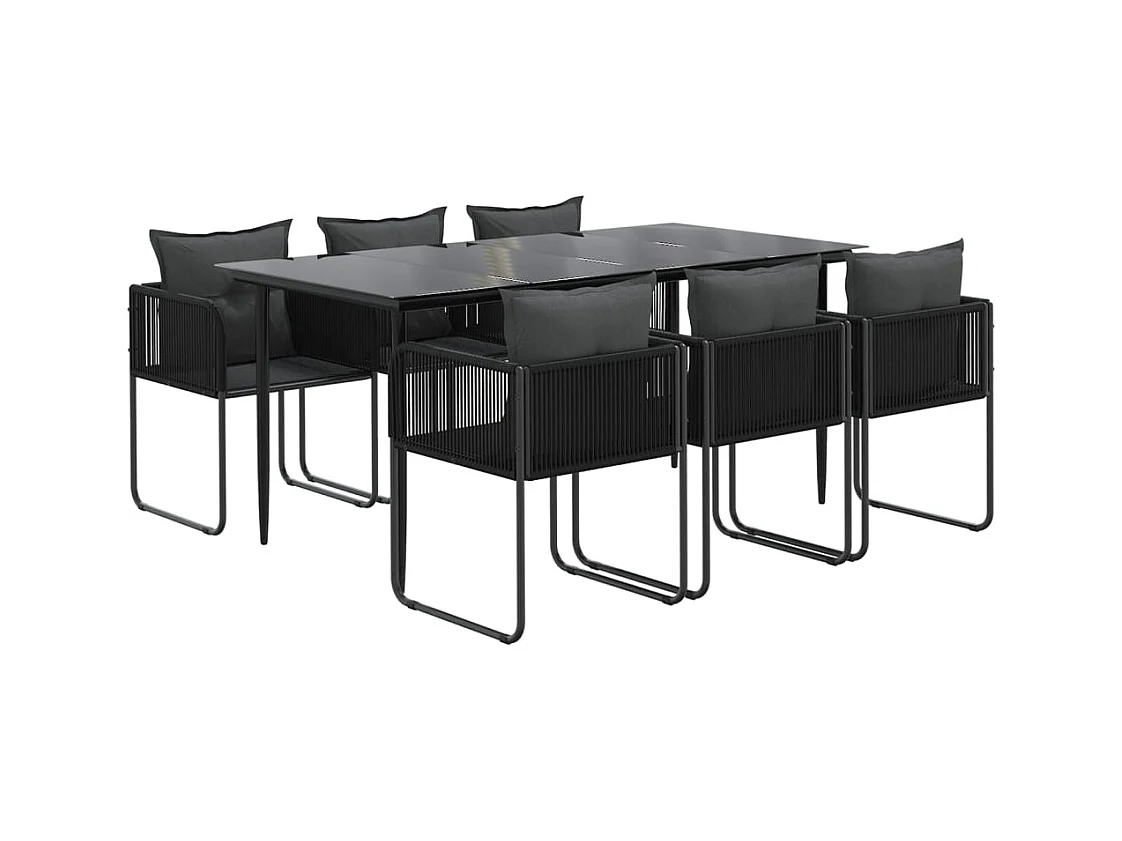 Azzedine  Ensemble à manger de jardin 7 pcs Noir